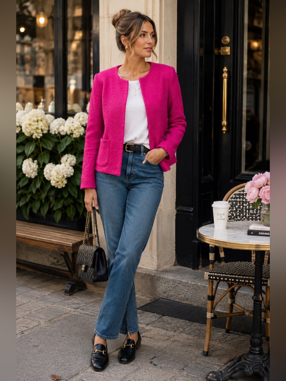 J.Crew Hot Pink Wool Bouclé Lady Jacket Blazer Size 4